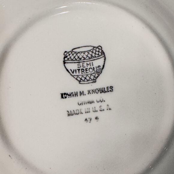 1939 Edwin Knowles-Blue Dawn Collection, Semi-Vitreous, Saucers, 6”, Set of 4 - Picture 10 of 10